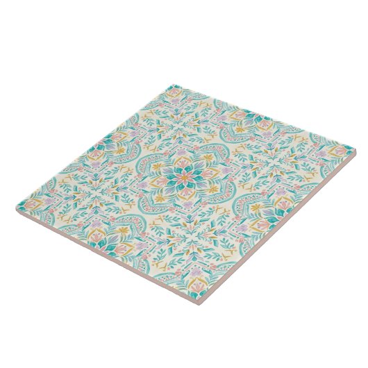 Boho Floral Ceramic Tile Tegeltje (Zijkant)