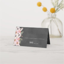 Boho Floral Chalkboard Place Card