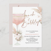 Boho Floral Champagne Lunch Bubbly Vrijgezellenfee Kaart (Voorkant / Achterkant)