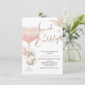 Boho Floral Champagne Lunch Bubbly Vrijgezellenfee Kaart (Staand voorkant)