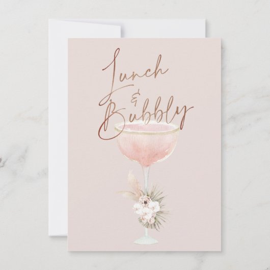 Boho Floral Champagne Lunch Bubbly Vrijgezellenfee Kaart (Achterkant)