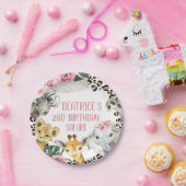 Boho Floral Cheetah Print Safari Verjaardagsfeest Papieren Bordje (Feest)