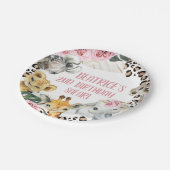 Boho Floral Cheetah Print Safari Verjaardagsfeest Papieren Bordje (Gekanteld)