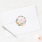 Boho Floral Cheetah Print Safari Verjaardagsfeest Ronde Sticker (Envelop)