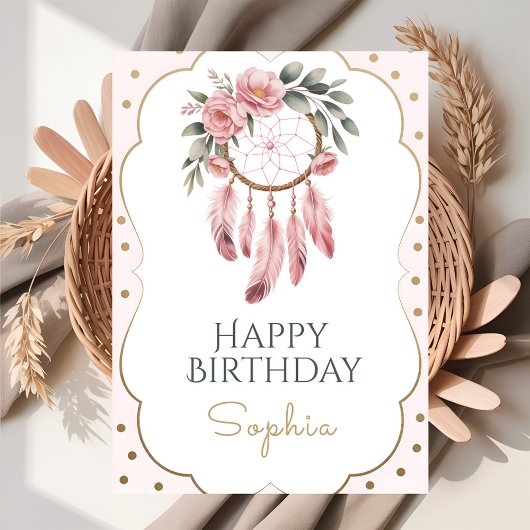 Boho Floral Chic Birthday Kaart