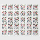 Boho Floral Christmas Holiday Winter Cute Holiday  Cadeaupapier (Vlak)