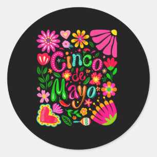Boho Floral Cinco de Mayo Mexicaans voor mannen en Ronde Sticker
