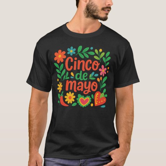 Boho Floral Cinco de Mayo T-shirt (Voorkant)