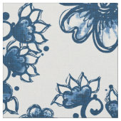 Boho Floral Classic Blue Stof (Close Up)