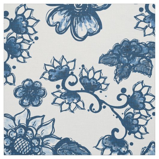 Boho Floral Classic Blue Stof (Swatch)