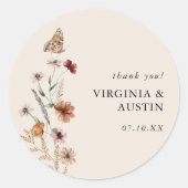 Boho Floral Classic Round Sticker (Voorkant)
