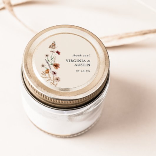 Boho Floral Classic Round Sticker