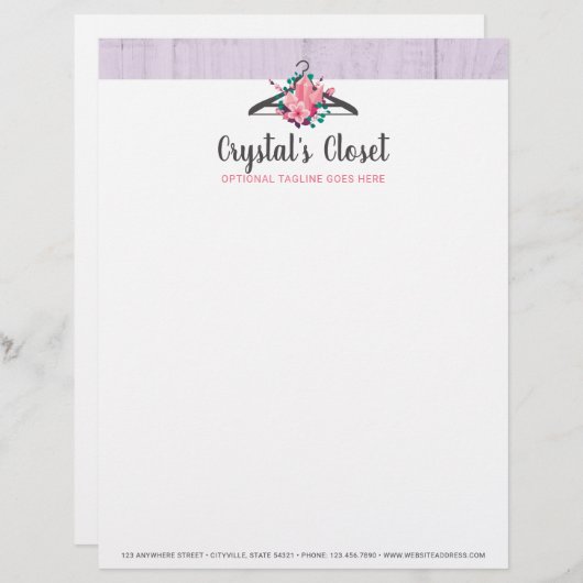 Boho Floral Clothes Hanger Closet Mode Boutique Briefhoofd (Voorkant / Achterkant)