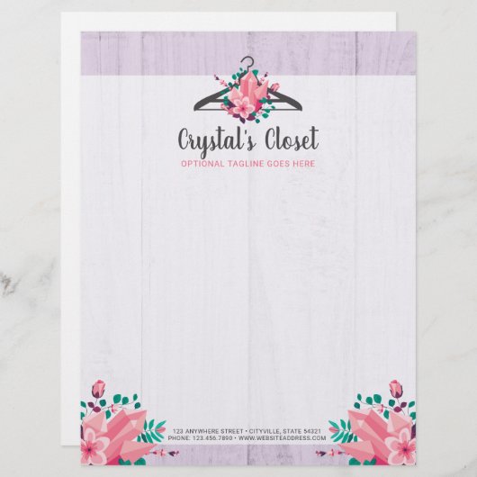 Boho Floral Clothes Hanger Closet Mode Boutique Briefhoofd (Voorkant / Achterkant)