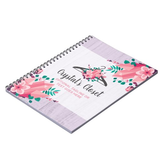 Boho Floral Clothes Hanger Closet Mode Boutique Notitieboek (Linkerzijde)