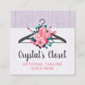 Boho Floral Clothes Hanger Closet Mode Boutique Vierkante Visitekaartje (Voorkant)