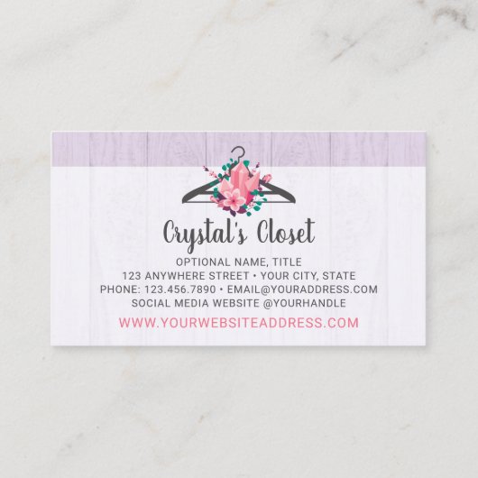 Boho Floral Clothes Hanger Closet Mode Boutique Visitekaartje (Achterkant)