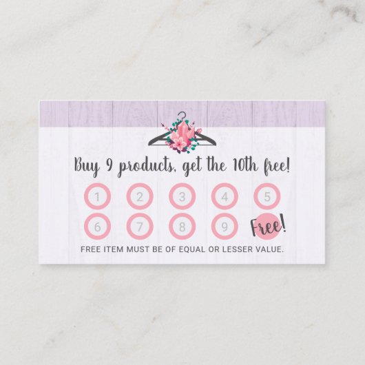 Boho Floral Clothes Hanger Closet Mode Loyalty Visitekaartje (Achterkant)