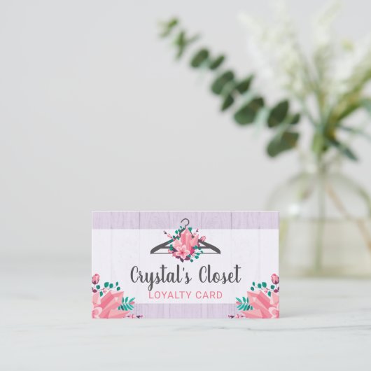 Boho Floral Clothes Hanger Closet Mode Loyalty Visitekaartje (Staand voorkant)