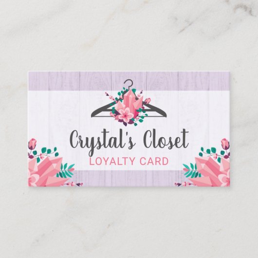 Boho Floral Clothes Hanger Closet Mode Loyalty Visitekaartje (Voorkant)