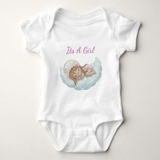 Boho floral cloud sleeping baby girl romper (Voorkant)