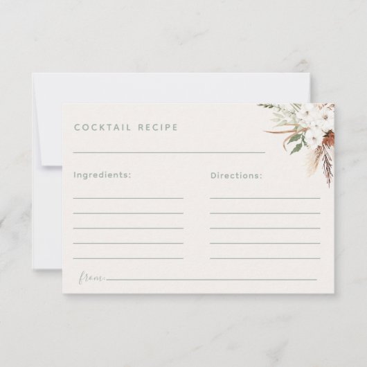 Boho Floral Cocktail Recept Kaart (Voorkant)