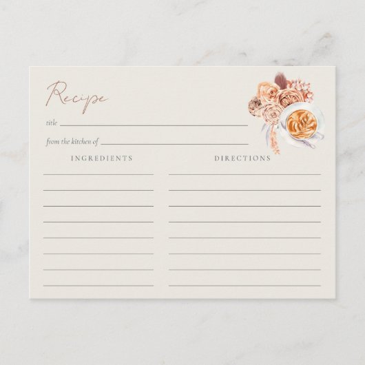 Boho Floral Coffee Cup Vrijgezellenfeest Recipe Ka Briefkaart (Voorkant)