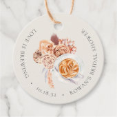 Boho Floral Coffee "Love is Brewing" Vrijgezellenf Bedankjes Labels (Voorkant)