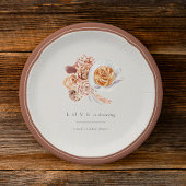 Boho Floral Coffee "Love is Brewing" Vrijgezellenf Papieren Bordje