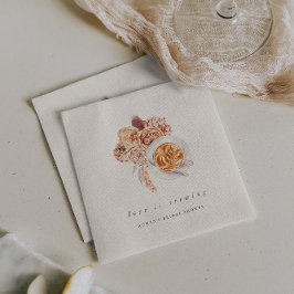 Boho Floral Coffee "Love is Brewing" Vrijgezellenf Servet