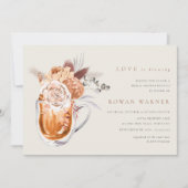 Boho Floral Coffee Vrijgezellenfeest Brunch Kaart (Voorkant)