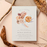 Boho Floral Coffee Vrijgezellenfeest Brunch Kaart<br><div class="desc">Herfst die verliefd is op deze romantische uitnodigingen voor vrijgezellenfeest brunches in het najaar of koffiebakken . Het elegante ontwerp is voorzien van een zachte,  gebroken witte achtergrond met een bouquet van pastelaarde-toonboho-waterverf bloemen die een perfect voorbereide cafelatte flankeren. "Liefde is Brewing" verschijnt bovenaan,  met je vrijgezellenfeest details eronder.</div>