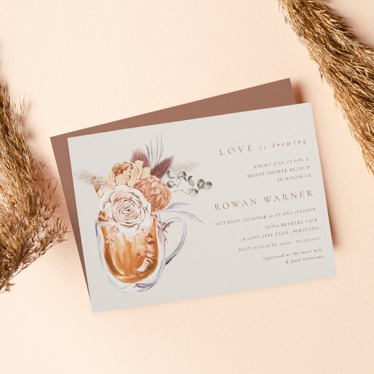 Boho Floral Coffee Vrijgezellenfeest Brunch Kaart