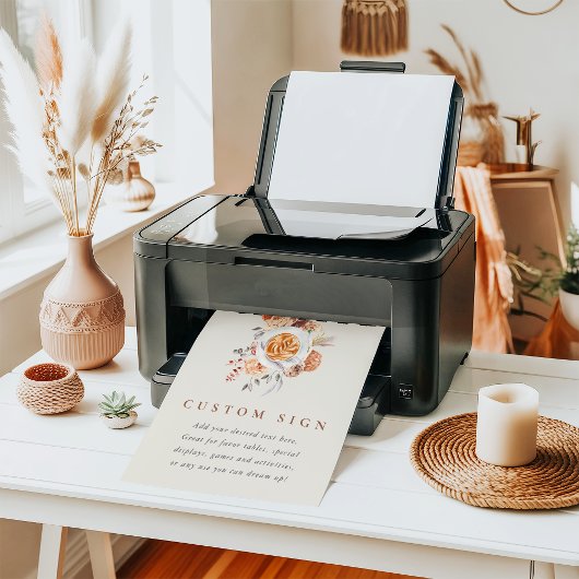 Boho Floral Coffee Vrijgezellenfeest Custom Sign Poster