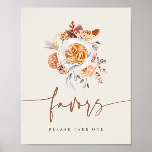 Boho Floral Coffee Vrijgezellenfeest Favorieten Te Poster (Voorkant)