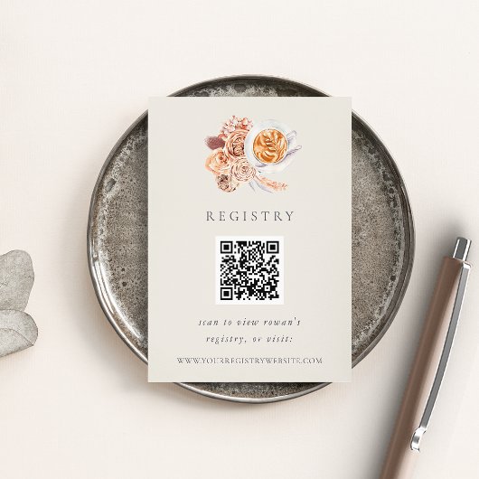 Boho Floral Coffee Vrijgezellenfeest QR Code Regis Informatiekaartje