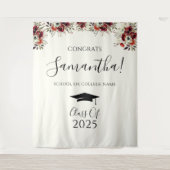 Boho Floral Congrats Afstuderen Foto Achtergrond Wandkleed (Voorkant)