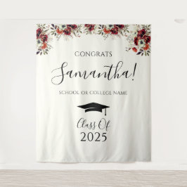 Boho Floral Congrats Afstuderen Foto Achtergrond Wandkleed