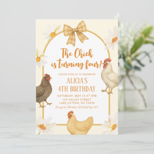 Boho Floral Coquette Chicken Girl Verjaardag Kaart (Staand voorkant)