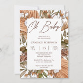 Boho Floral Cotton | Baby shower gedroogde grassen Kaart (Voorkant)