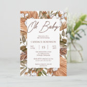 Boho Floral Cotton | Baby shower gedroogde grassen Kaart (Staand voorkant)
