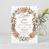 Boho Floral Cotton Dried Grasses Bridal Tea Shower Kaart (Staand voorkant)