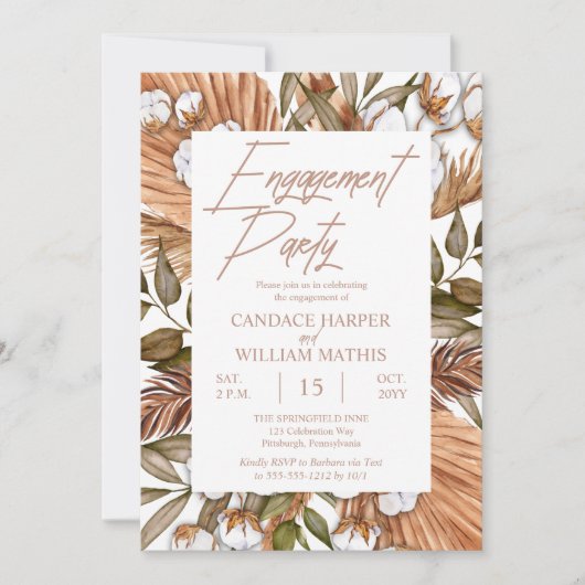 Boho Floral Cotton |Drievoudige Grassenservice Kaart (Voorkant)