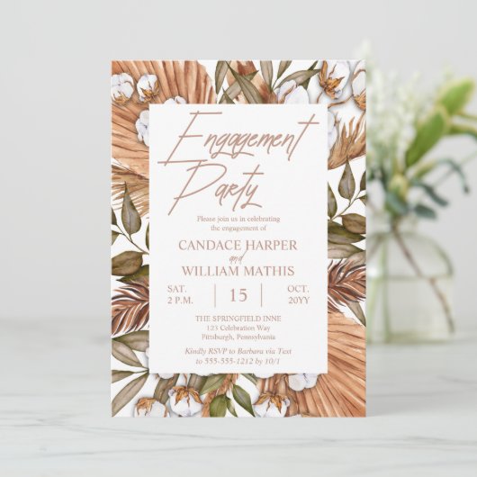 Boho Floral Cotton |Drievoudige Grassenservice Kaart (Staand voorkant)