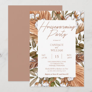 Boho Floral Cotton   Grassen Housewarming Party Kaart