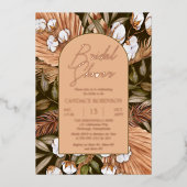 Boho Floral Cotton | Vrijgezellenfeest gedroogde g Folie Uitnodiging (Voorkant)