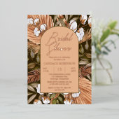 Boho Floral Cotton | Vrijgezellenfeest gedroogde g Folie Uitnodiging (Staand Voorkant)