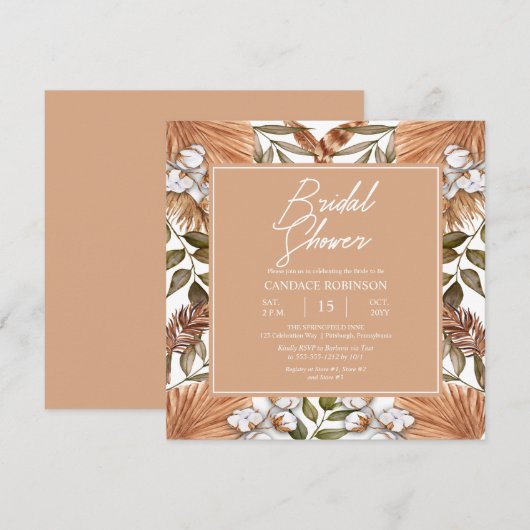 Boho Floral Cotton | Vrijgezellenfeest gedroogde g Kaart (Voorkant / Achterkant)