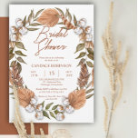 Boho Floral Cotton | Vrijgezellenfeest gedroogde g Kaart<br><div class="desc">Gedroogde grassen en florale waterverf met witte en gemuteerde tinten van terracotta,  groen en mocha "Vrijgezellenfeest"-uitnodigingsontwerp.</div>