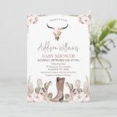 Boho Floral Cowgirl Boot Baby shower Kaart (Staand voorkant)